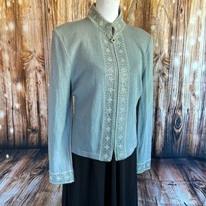 St. John by Marie Gray evening wear zip up cardigan sweater. Sparkles.